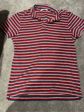 Orlebar Brown men's striped terry shirt